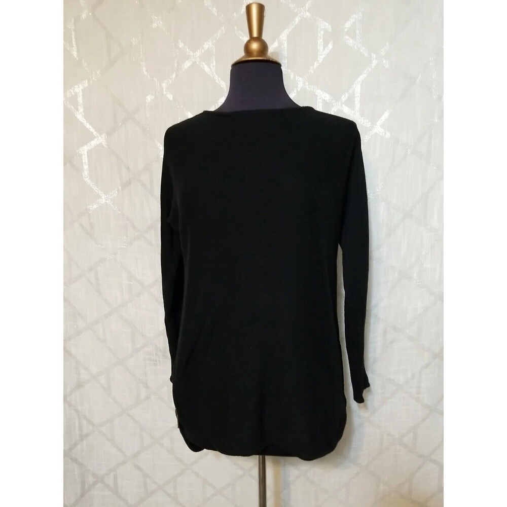 Michael Michael Kors Knit Sweater Womens Size Small Black Gold Zipper Pullover - Picture 7 of 15